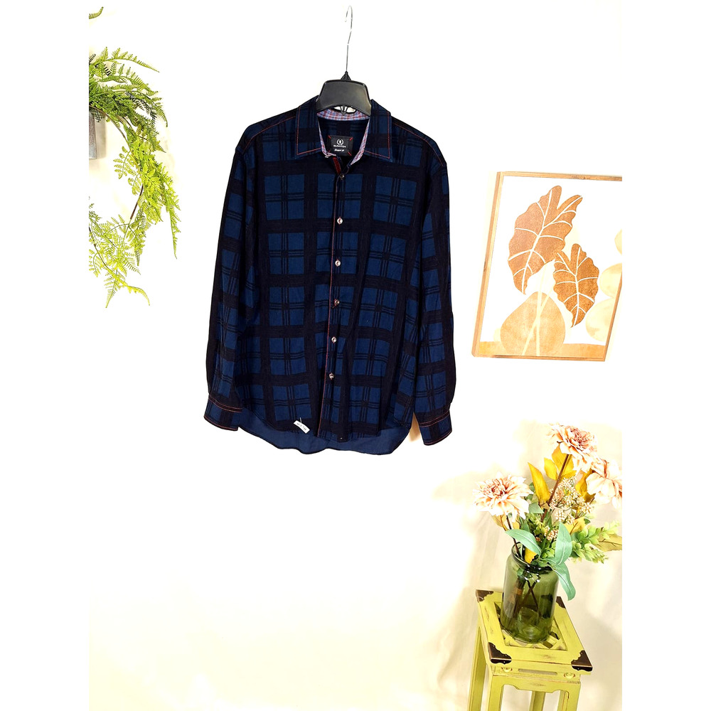 Bugatchi Men's Shaped Fit Long-Sleeved Button-Up Shirt Large